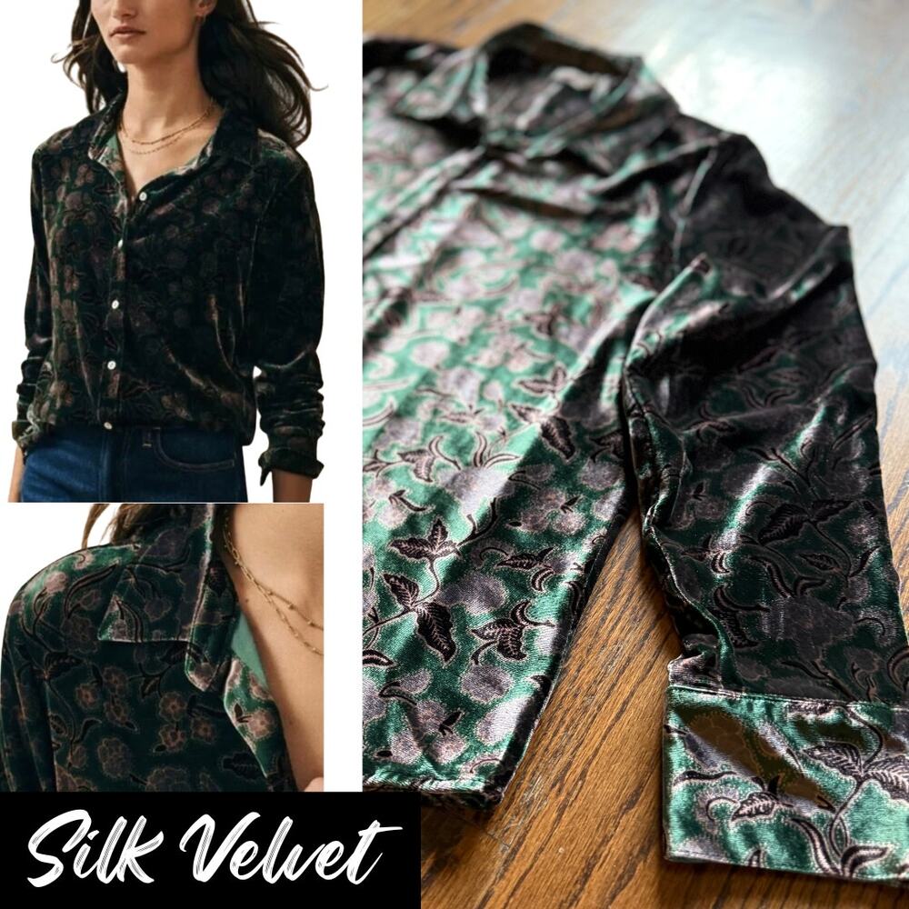 Faherty Silk Moody Velvet Luxury Button Shirt Fall Winter Boho Coastal Scandi